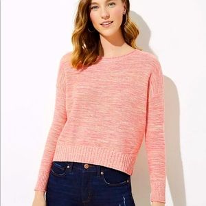 LOFT Size M Marled Elliptical Hem Sweater Pink
